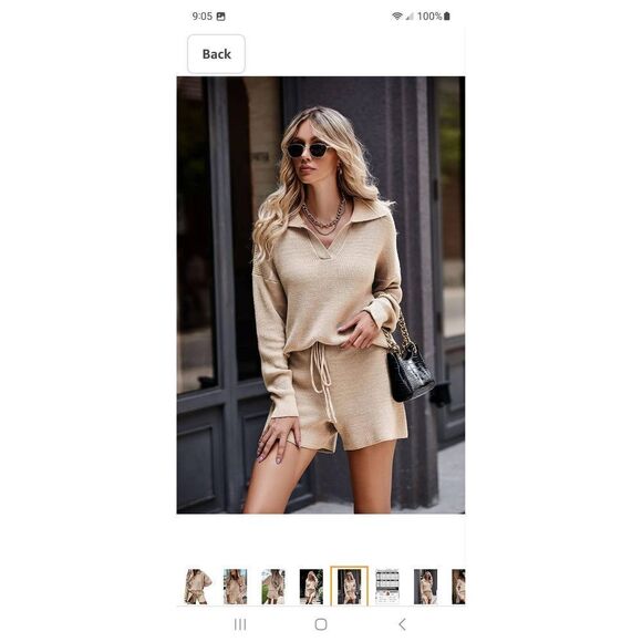 New Small PrettyGarden 2pc Outfit Long Sleeve Sweater Knit Pullover and Shorts - Picture 5 of 8